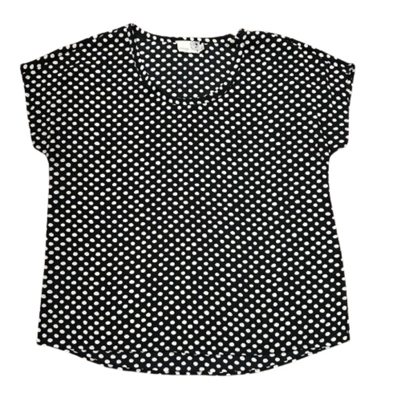 everleigh Women' Medium Black & White Polka Dot Pullover Short Sleeve Blouse Top - Picture 5 of 11